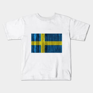 Flag of Sweden - Wood Kids T-Shirt